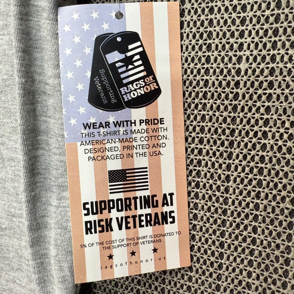 Rags Of Honor S Gray Supporting At Risk Veterans T-Shirt Patriotic Flag Graphic - Picture 5 of 6